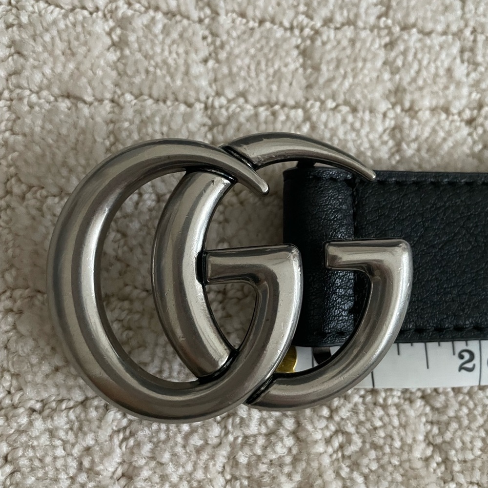 Black and Silver Belt with Interlocking G Buckle